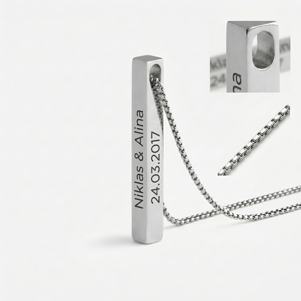 Säule mit Gravur Farbe Silber